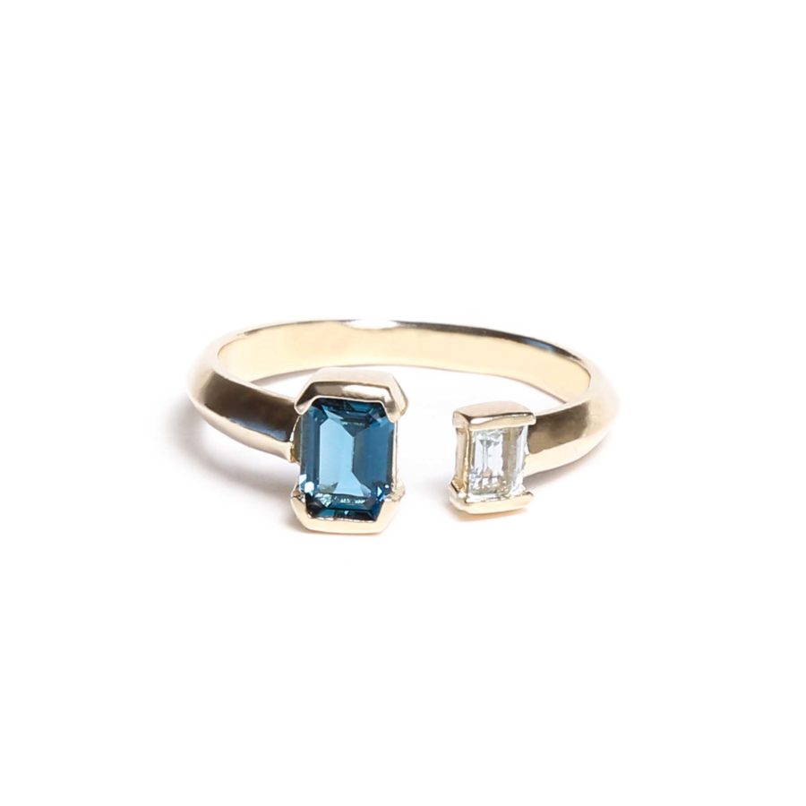 London Blue Topaz and Aquamarine August ring in gold kb fine jewelry