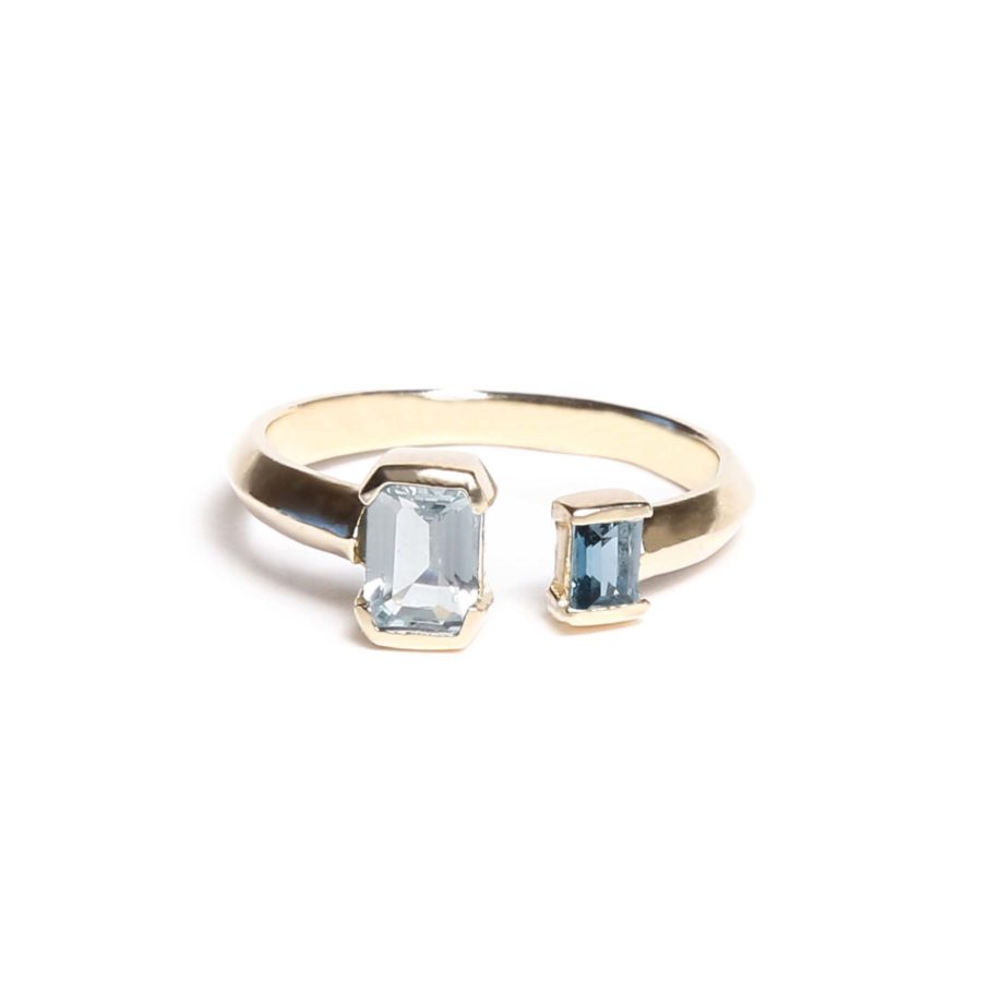 Aquamarine and London Blue Topaz August ring in gold kb fine jewelry