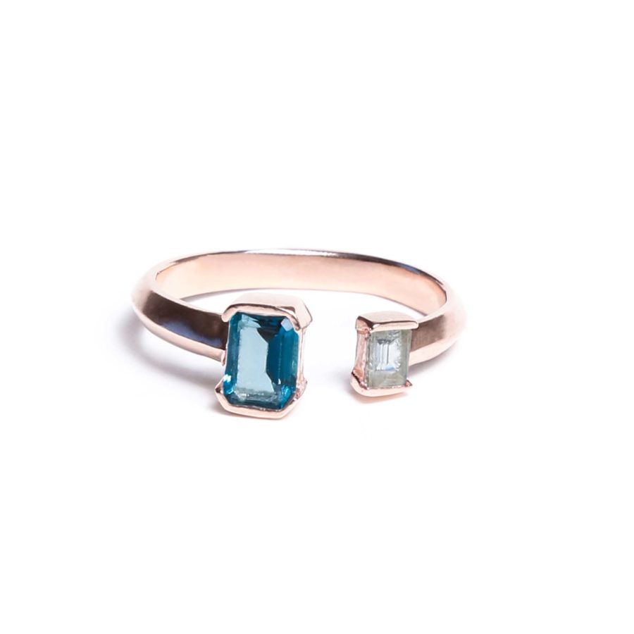 London Blue Topaz and Aquamarine August ring in gold kb fine jewelry