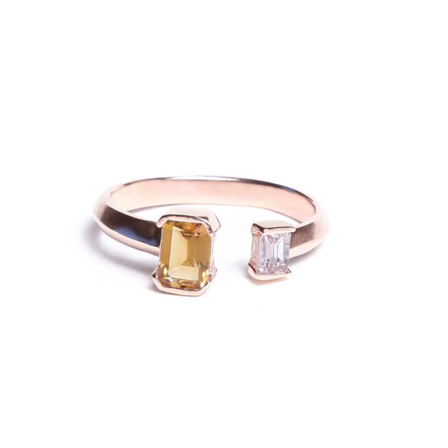 Citrine and Morganite August ring in gold kb fine jewelry