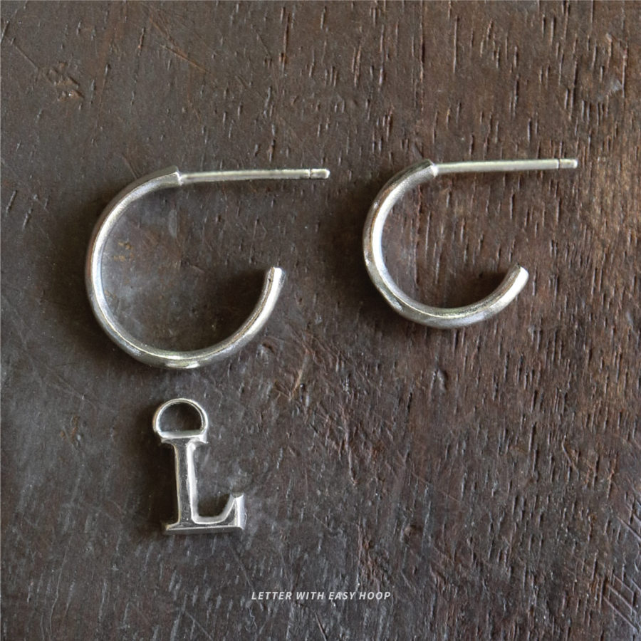 Letter pendant with Easy hoop earring