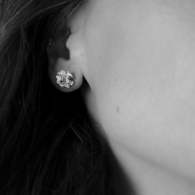 High polished rose stud earrings